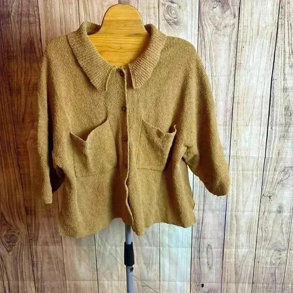 Madewell Holmen Button Up Sweater Camel Brown Size L - Picture 2 of 7